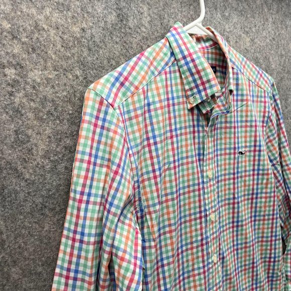 Vineyard Vines Shirt Men XS Slim Fit Whale White Casual Button Down Dress Check - Picture 3 of 15